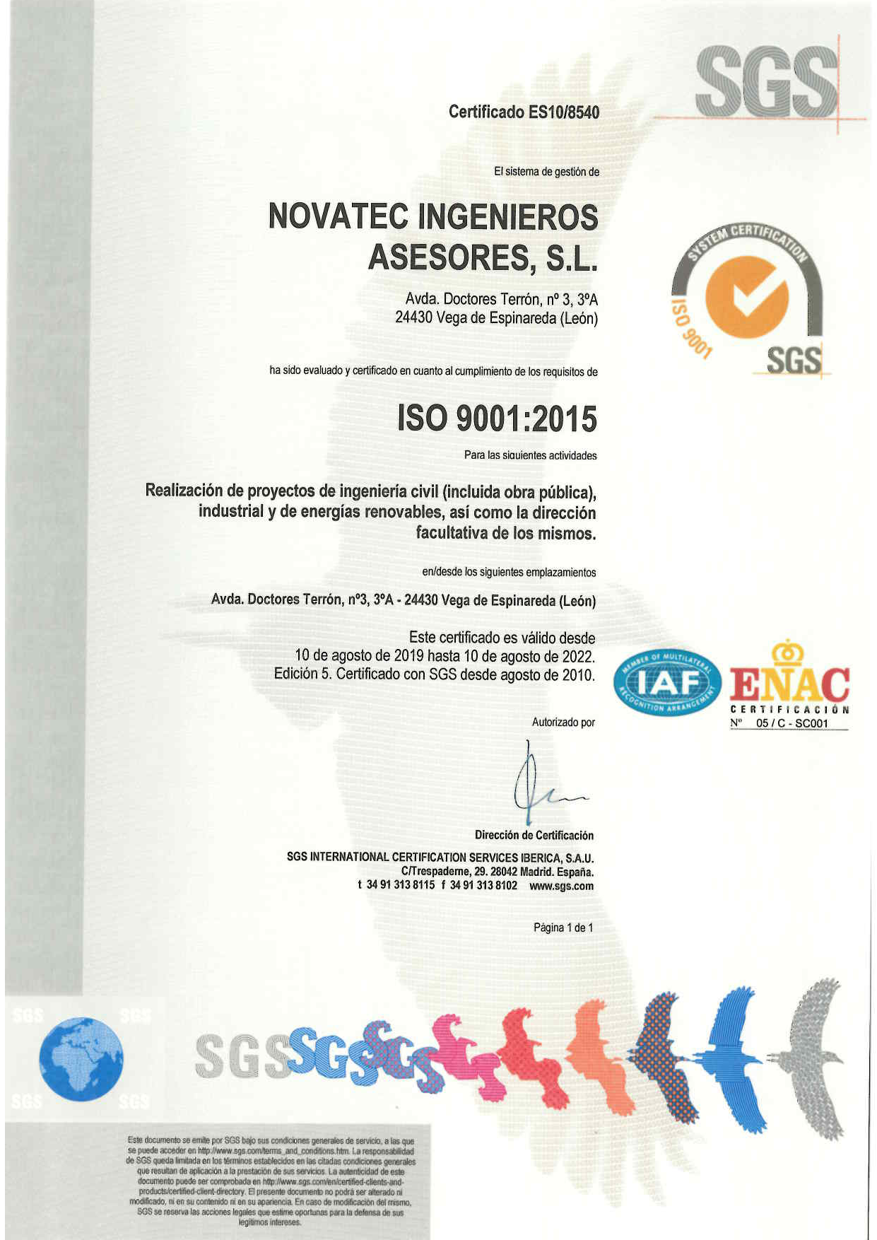certificado calidad ISO 9001