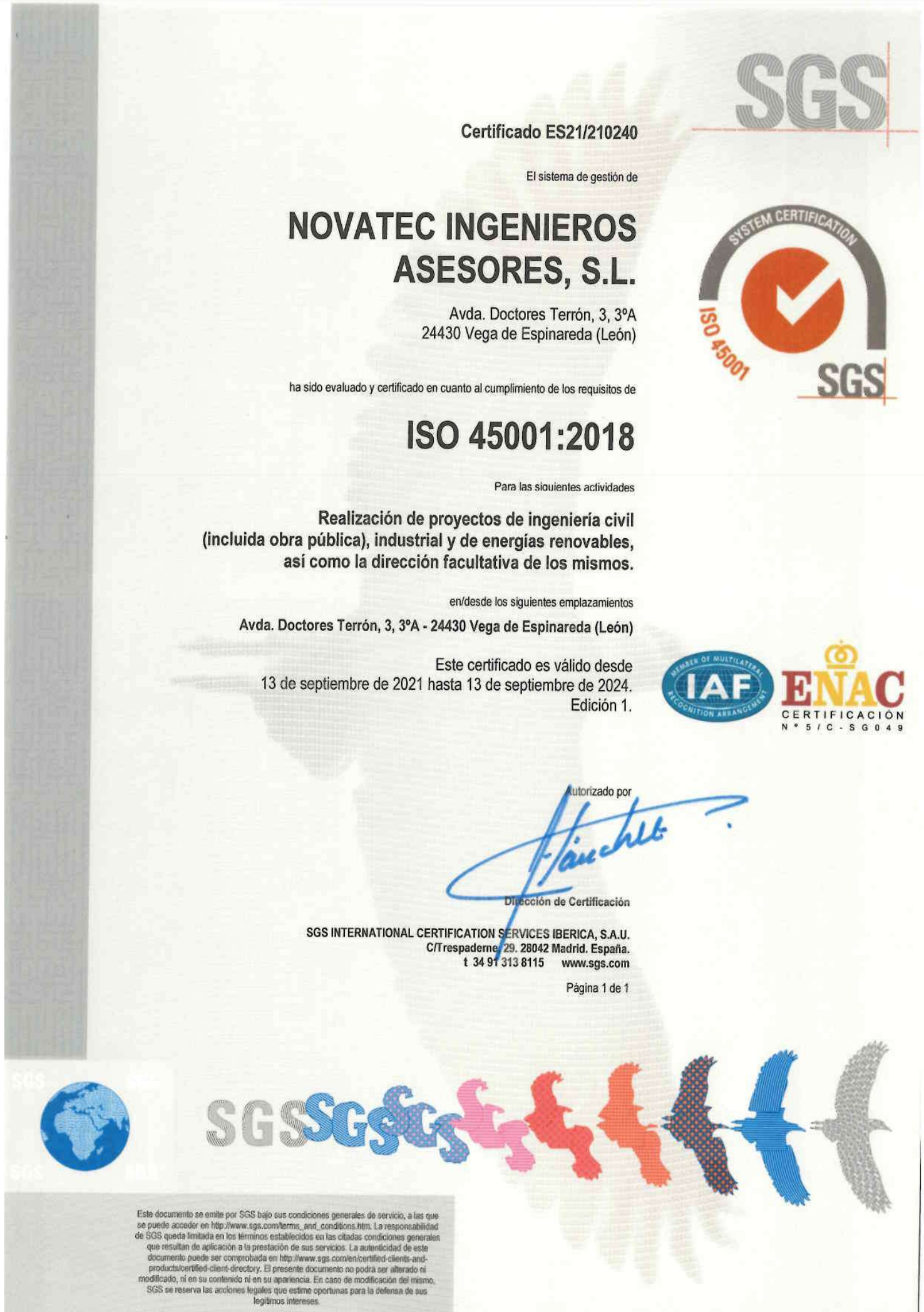 Certificado ISO 45001