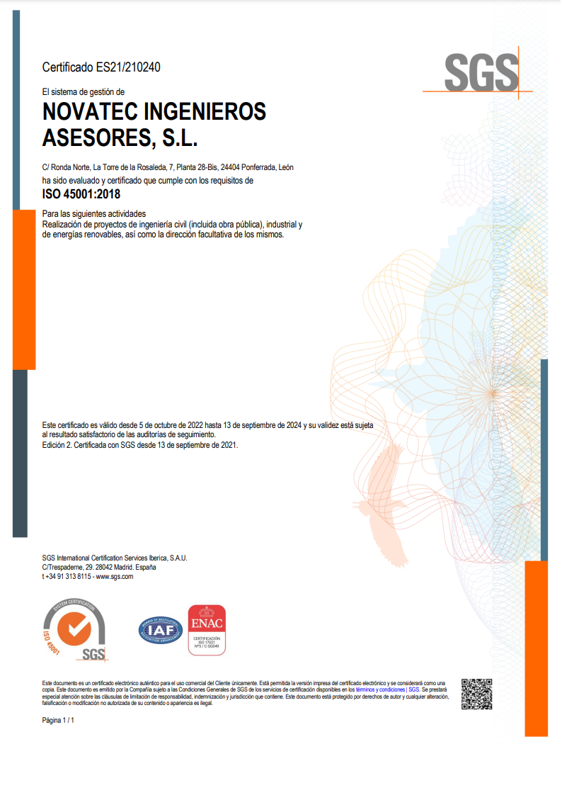 Certificado ISO 45001:2015 de 2022