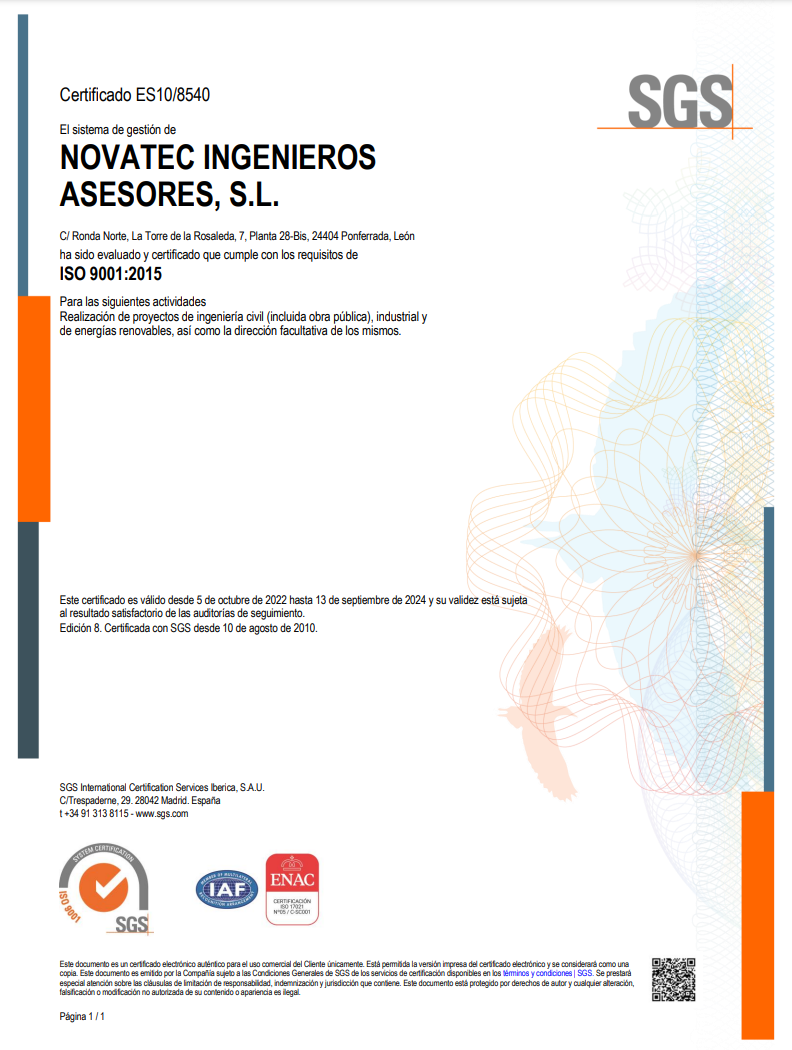 Certificado ISO 9001:2015 de 2022